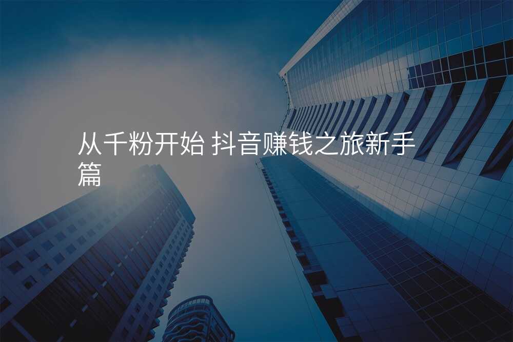 从千粉开始 抖音赚钱之旅新手篇